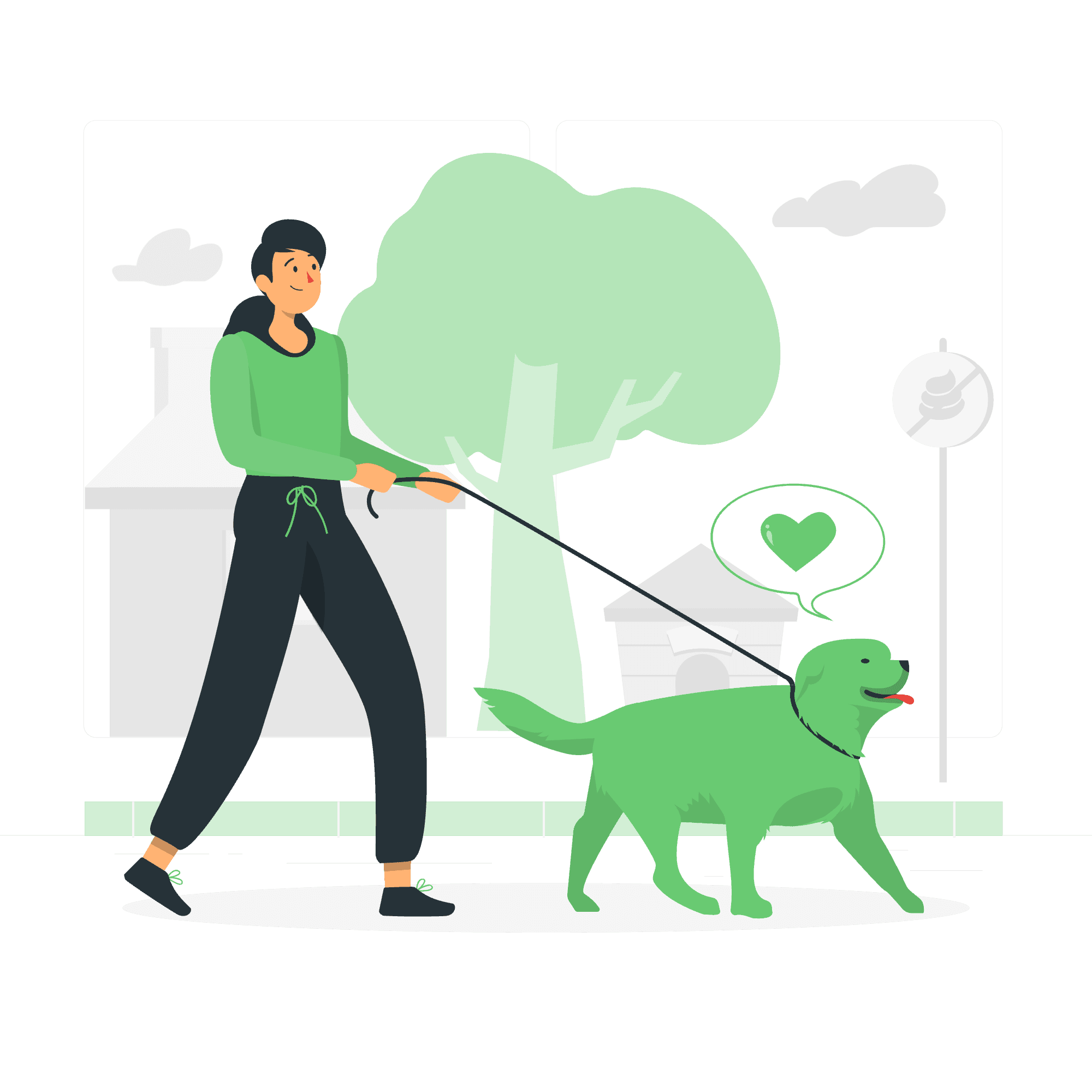 Dog walking illustration